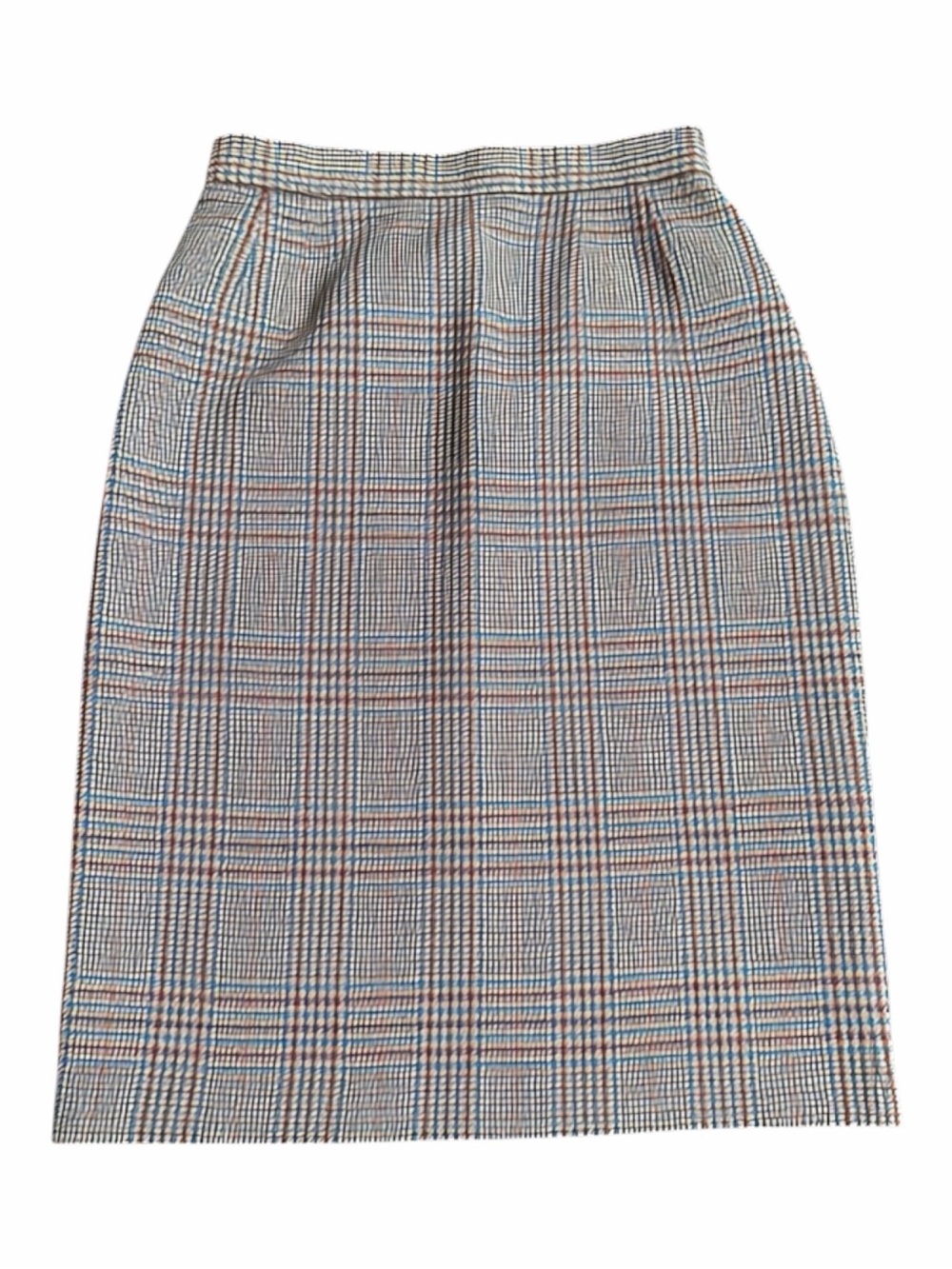 NWOT Late 80s/90s Worthington Lined Wool Blend Glen Plaid Midi Pencil Skirt